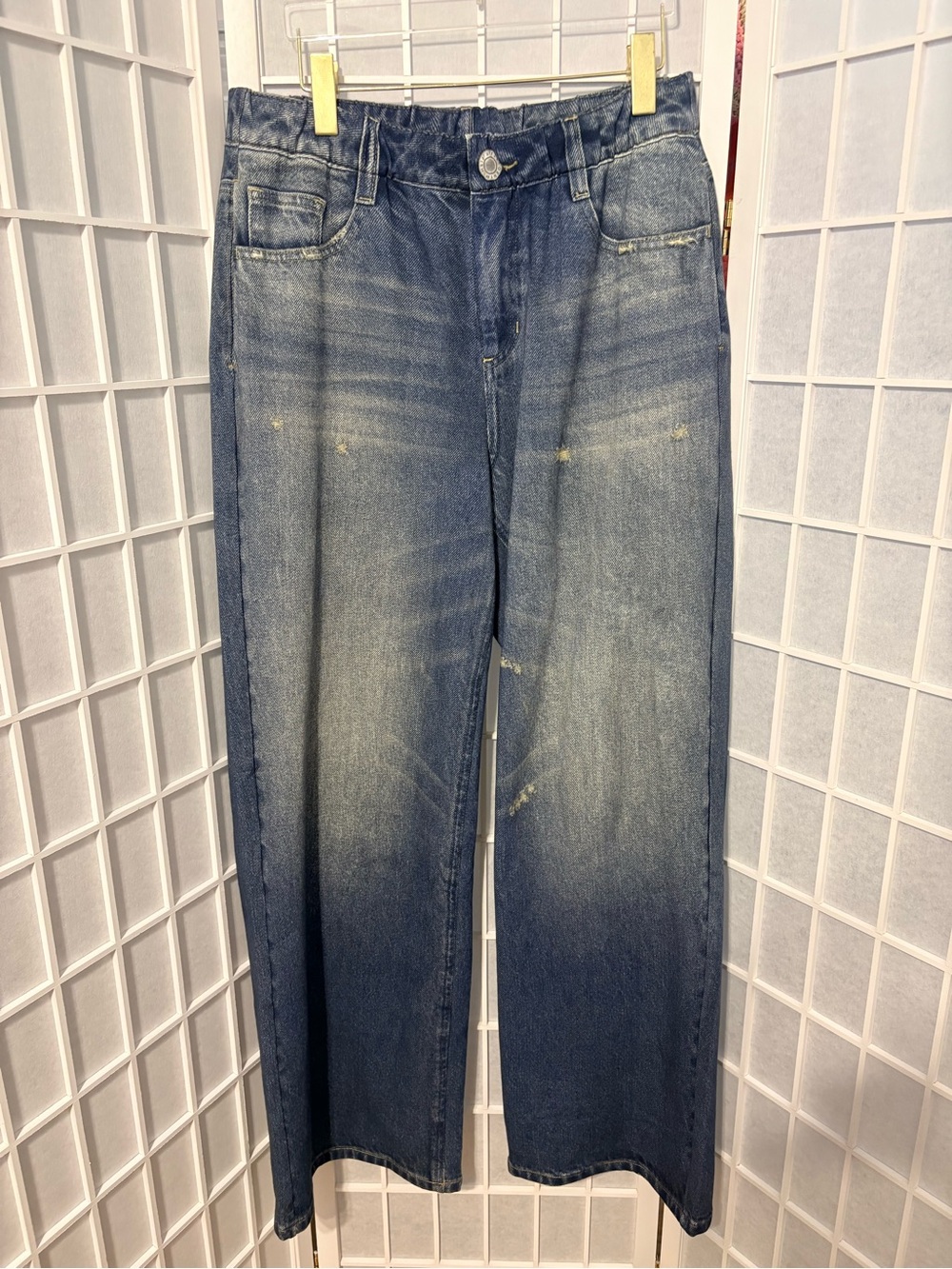 HALARA Women's Wide-Leg Faded Blue Jeans